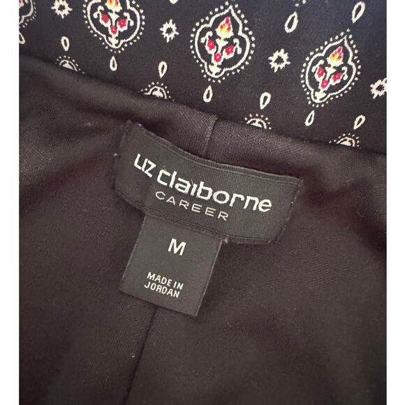 Liz Claiborne Career M Straight Pencil Skirt Black Pattern Polyester Spandex - Picture 3 of 7